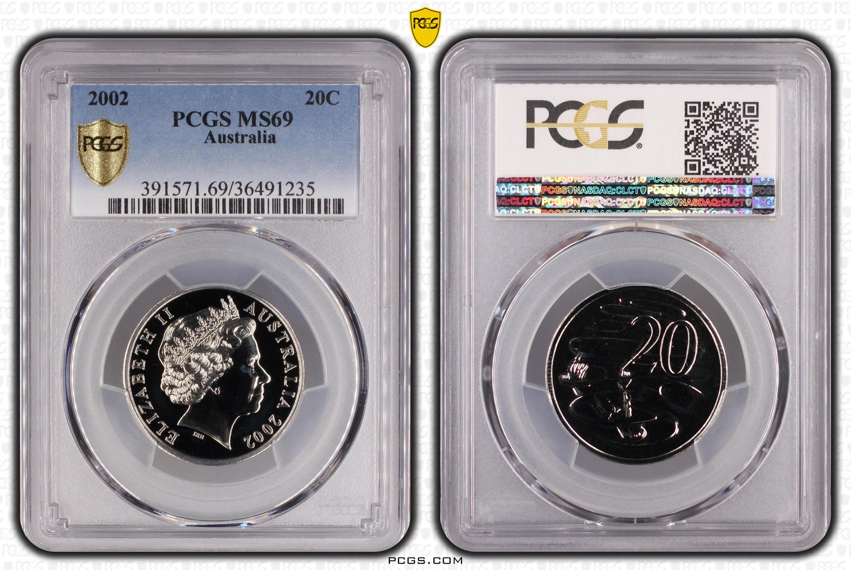 Twenty Cent, 2002, PCGS MS69