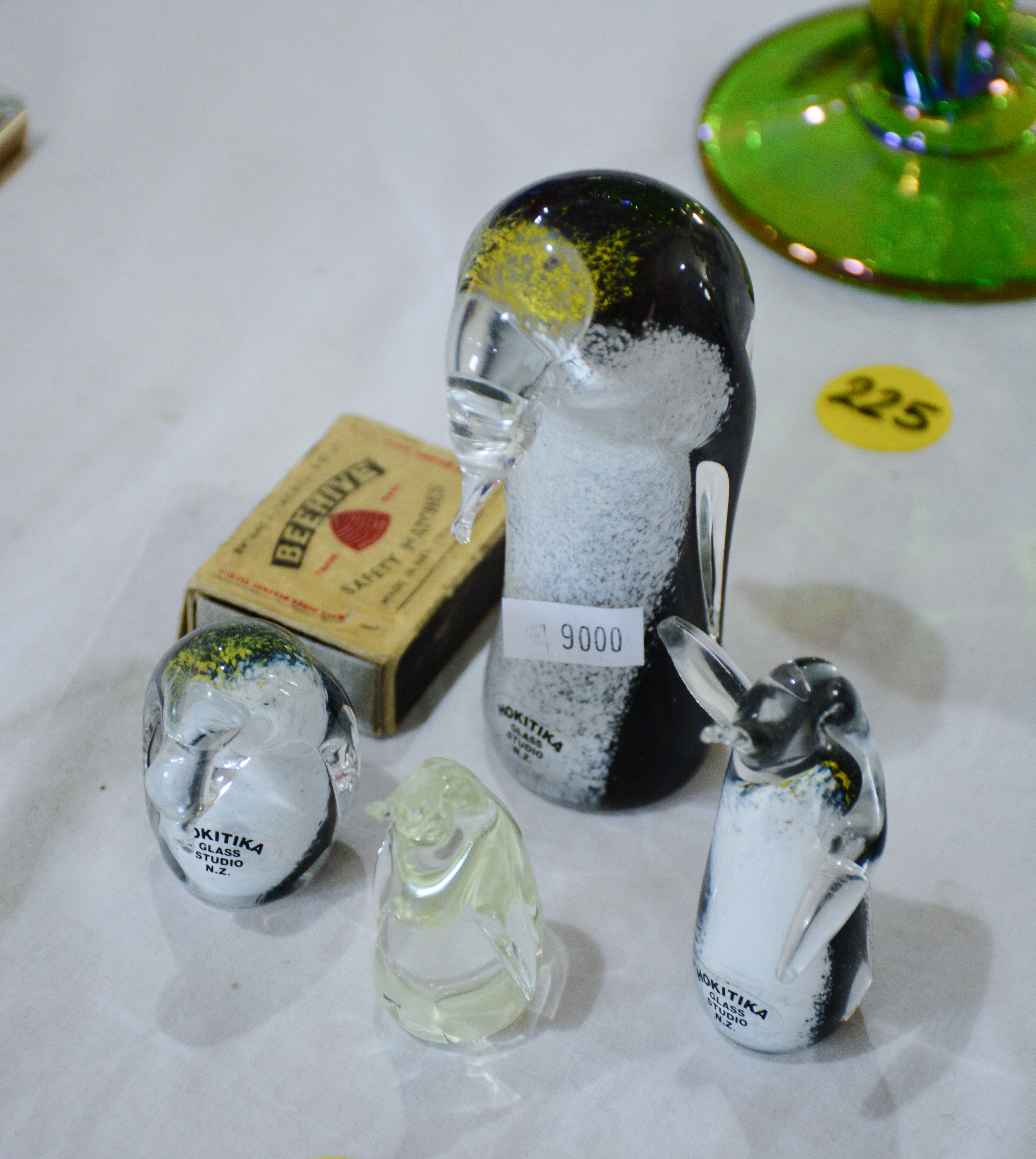 Art Glass Penguins x 4 by Hokitika Glass — sold at auction in New Zealand for $40