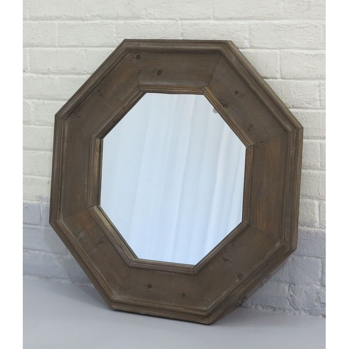 OCTAGONAL WOOD FRAMED MIRROR