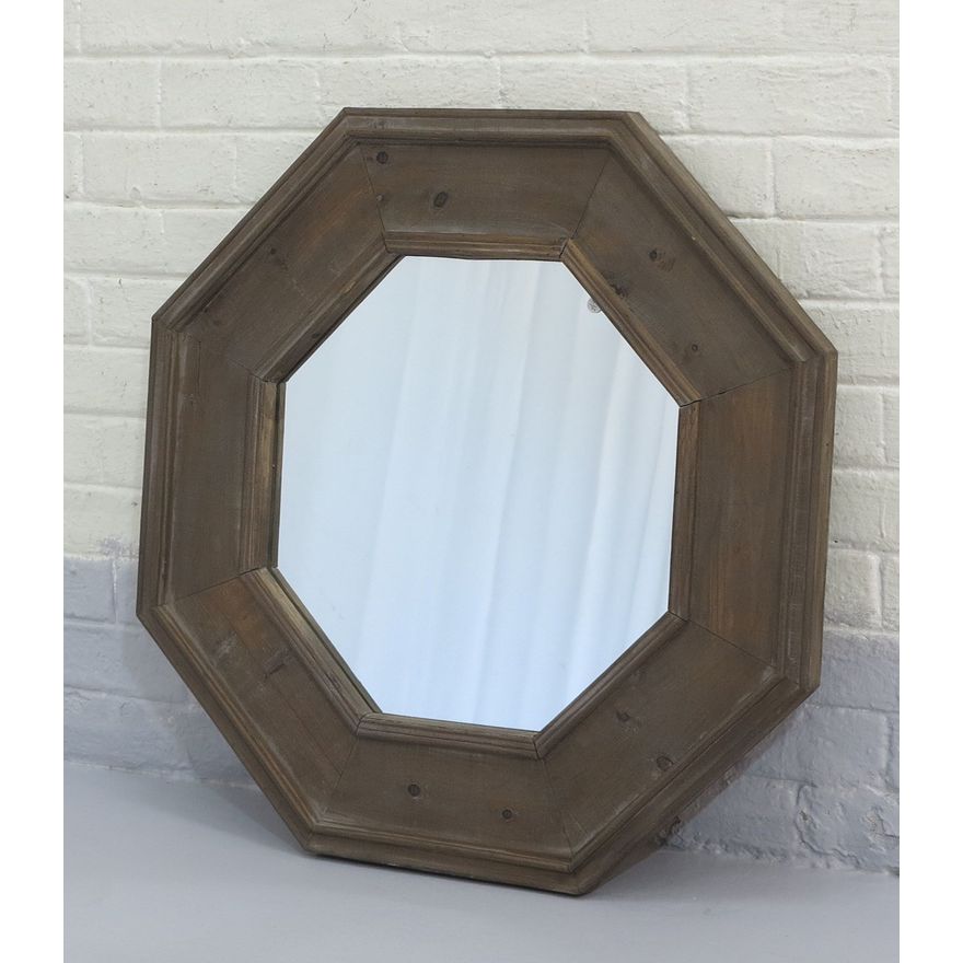 OCTAGONAL WOOD FRAMED MIRROR