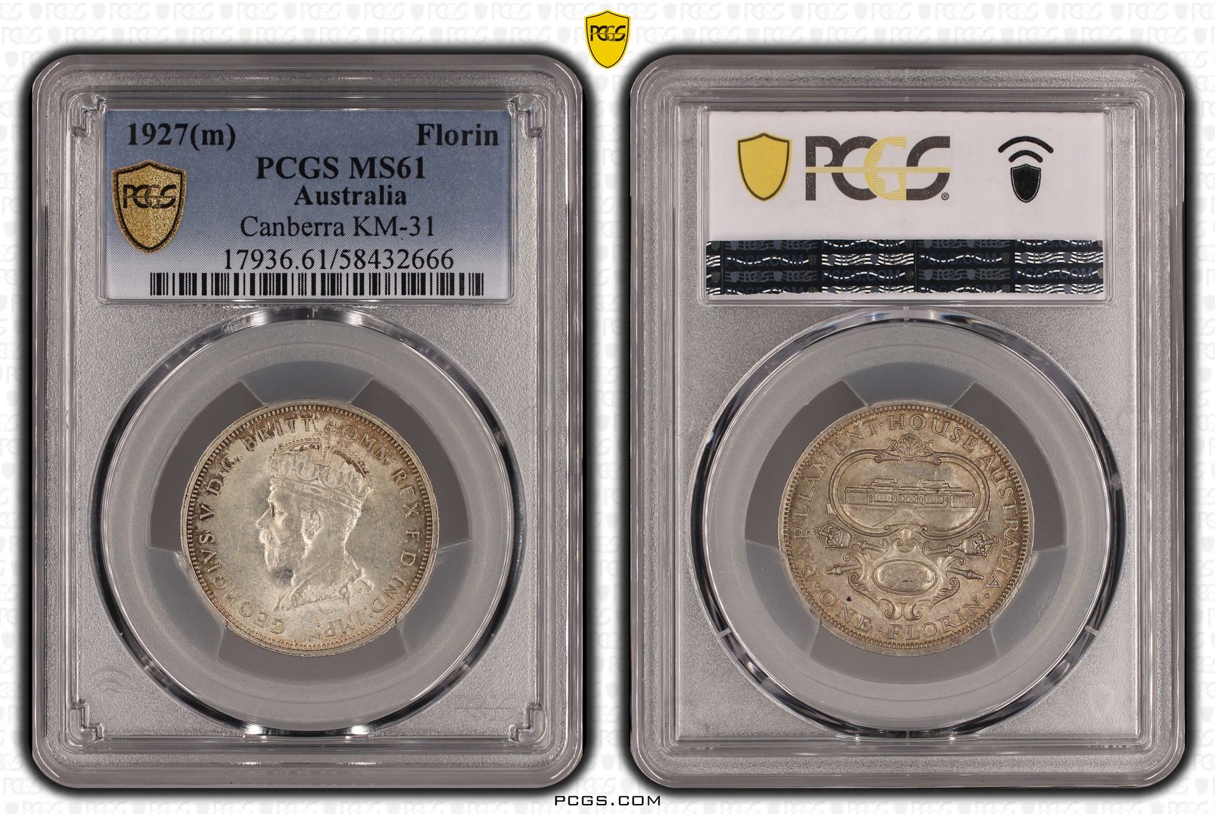 Canberra KM-31, Florin, 1927(m), PCGS MS61