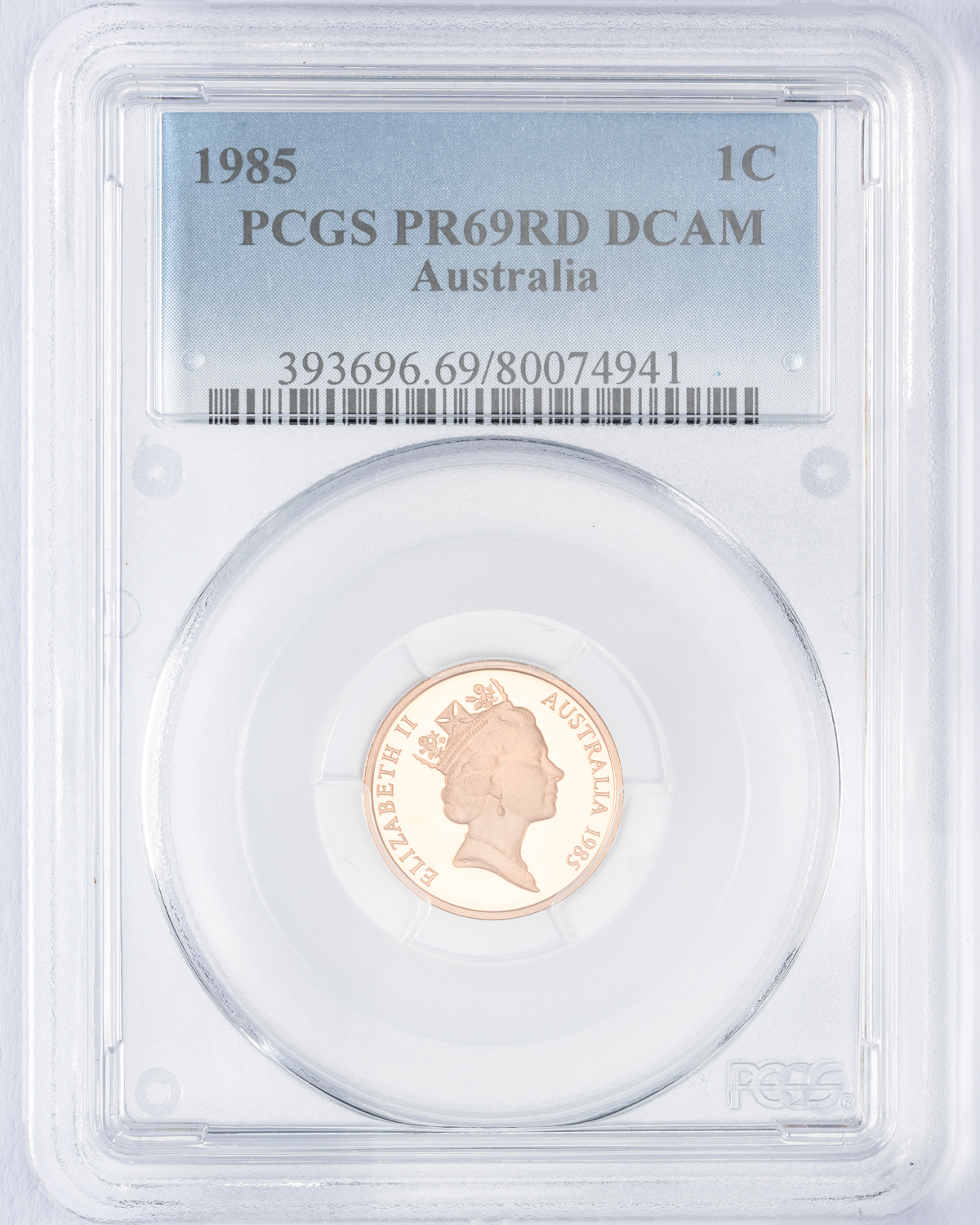 Elizabeth II, One Cent, 1985, PCGS PR69DCAM