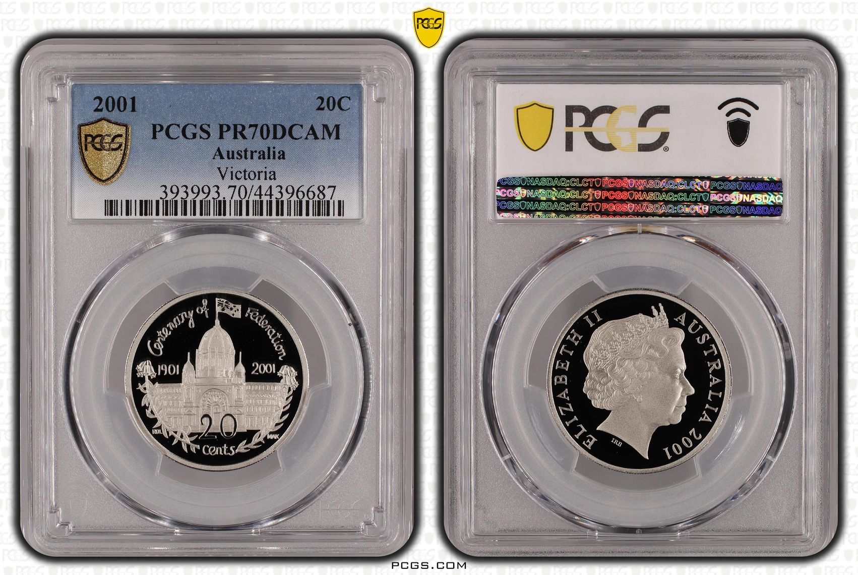 2001 Australian Twenty Cent, 20c Proof Victoria PCGS - PR70DCAM POP 54/0 -687