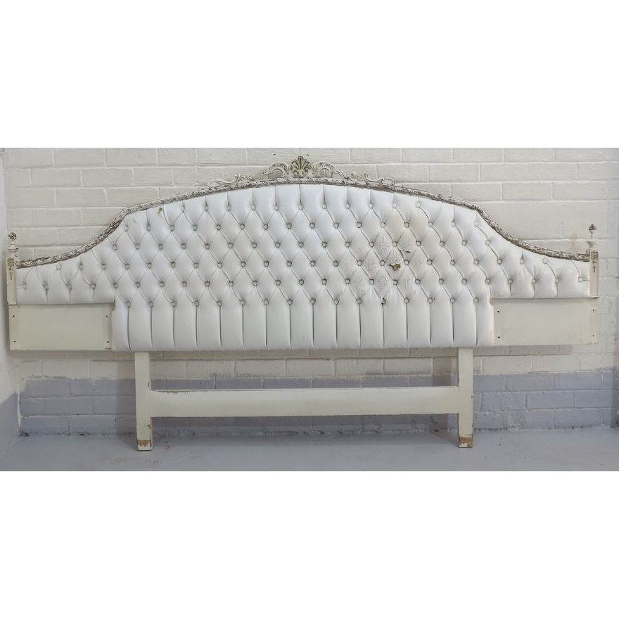 QUEEN SIZE BUTTON UPHOLSTERED HEADBOARD, needs re-upholstery