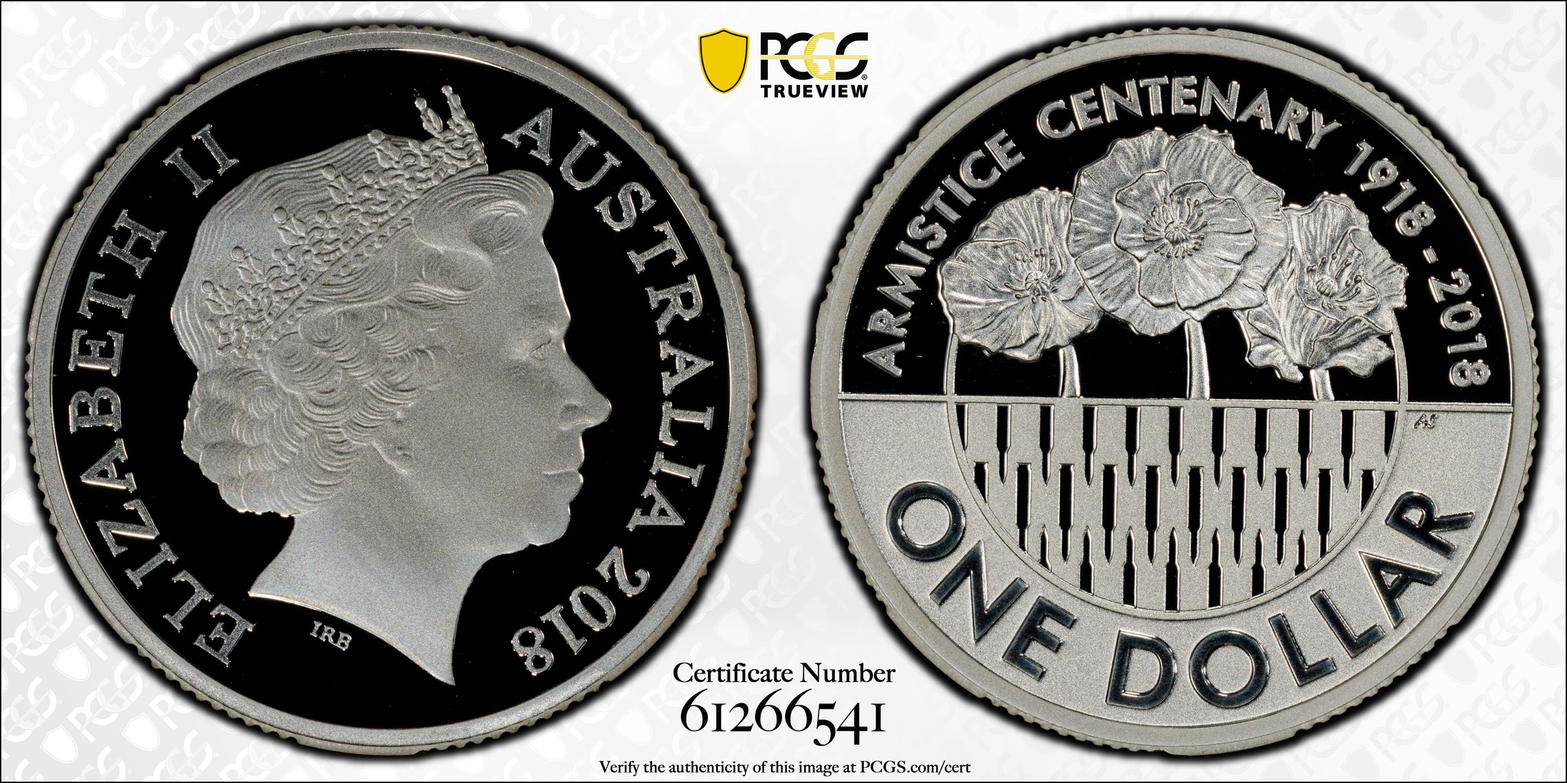 Armistice Centenary Silver POP 18/0, One Dollar, 2018, PCGS PR70DCAM