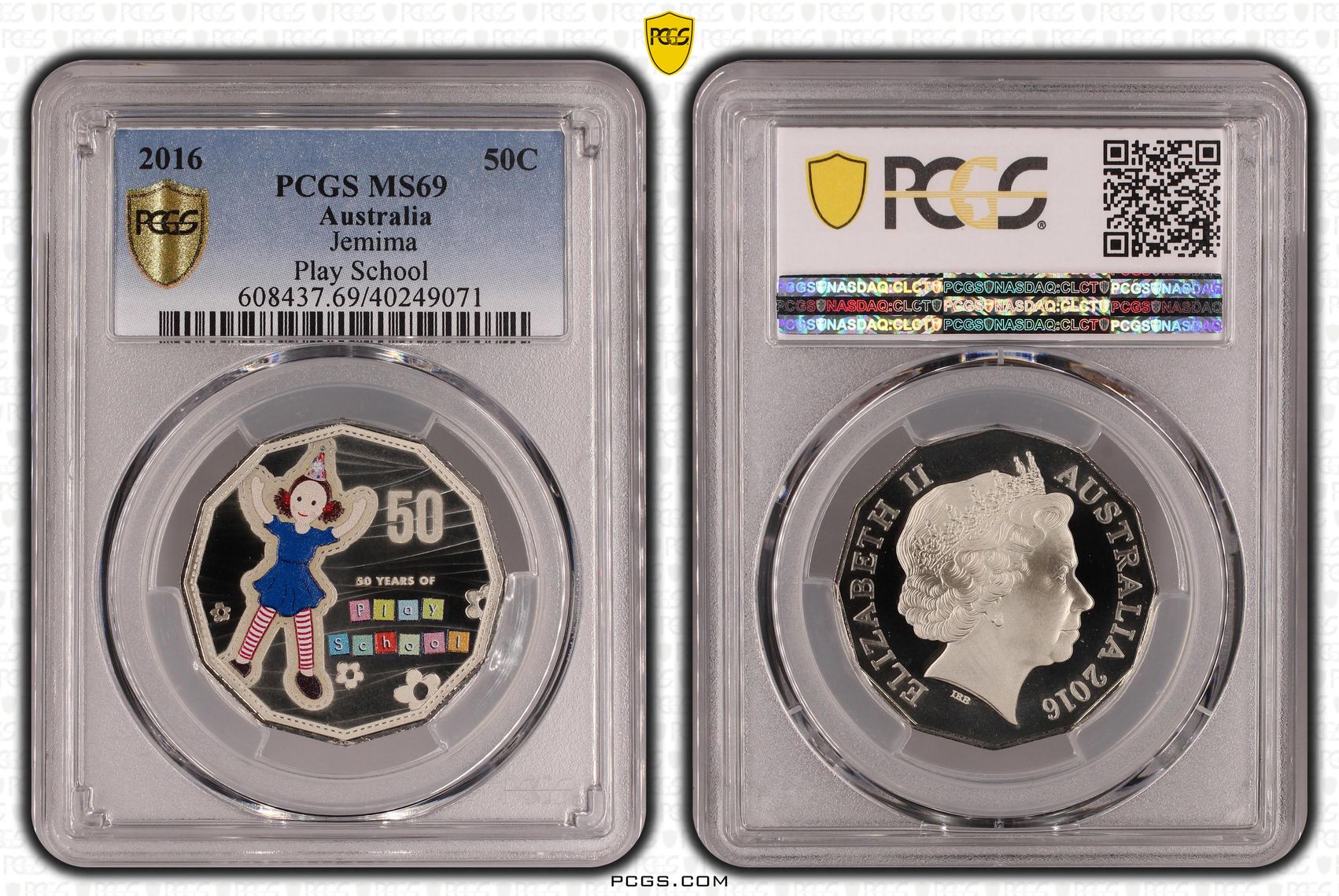 Play School Jemima, Fifty Cent, 2016, PCGS MS69