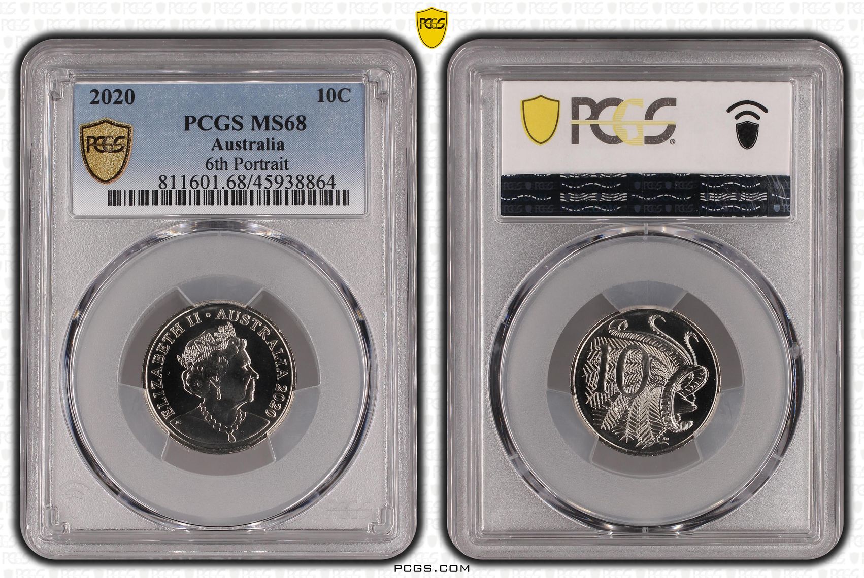 2020 Australia Ten Cent, 10c 6th Portrait PCGS - MS68 -864