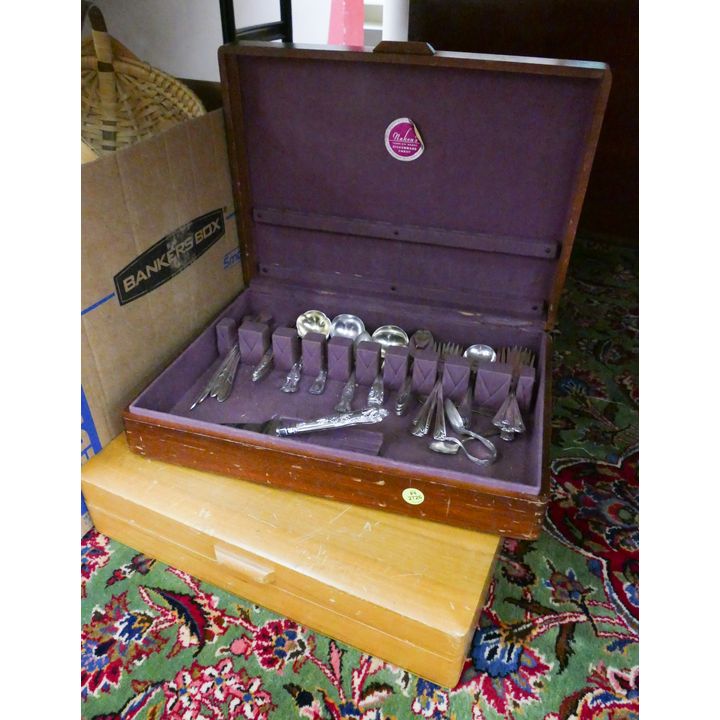 2pc Vintage Silver Chest with Contents