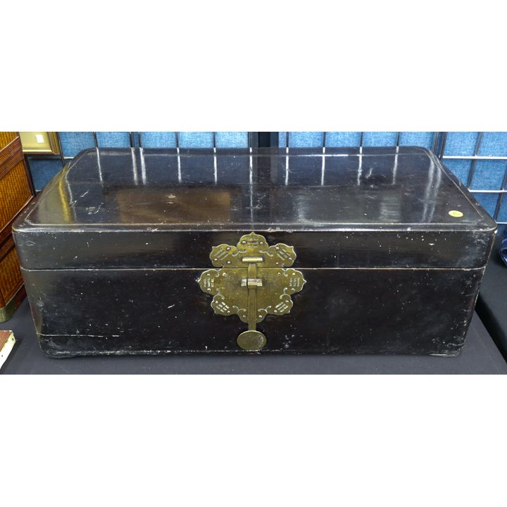 Antique Korean Joseon Lacquered Small Trunk 27''