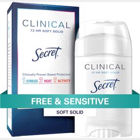 SECRET CLINICAL STRENGTH SMOOTH SOLID WOMEN'S ANTIPERSPIRANT & DEODORANT SENSITIVE HYPOALLERGENIC ,UNSCENTED, 1.6 OZ