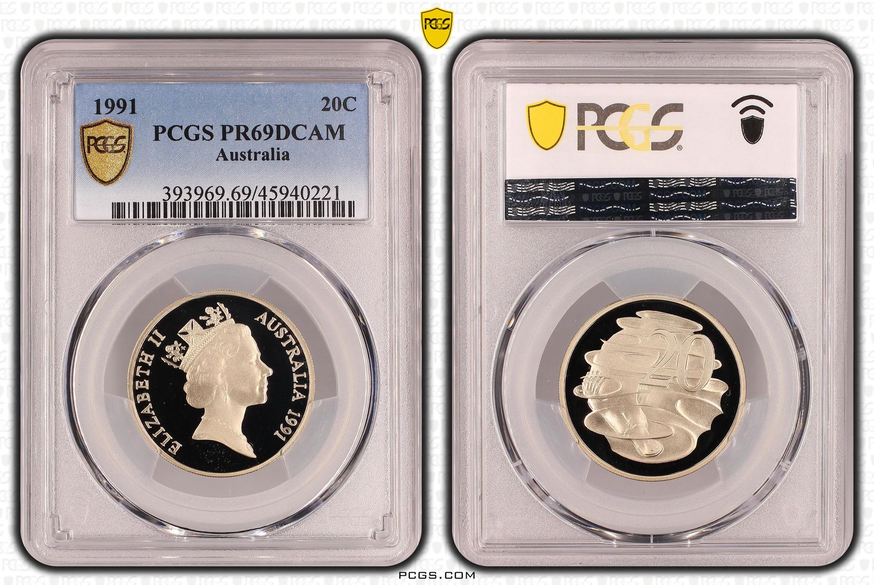 Twenty Cent, 1991, PCGS PR69DCAM