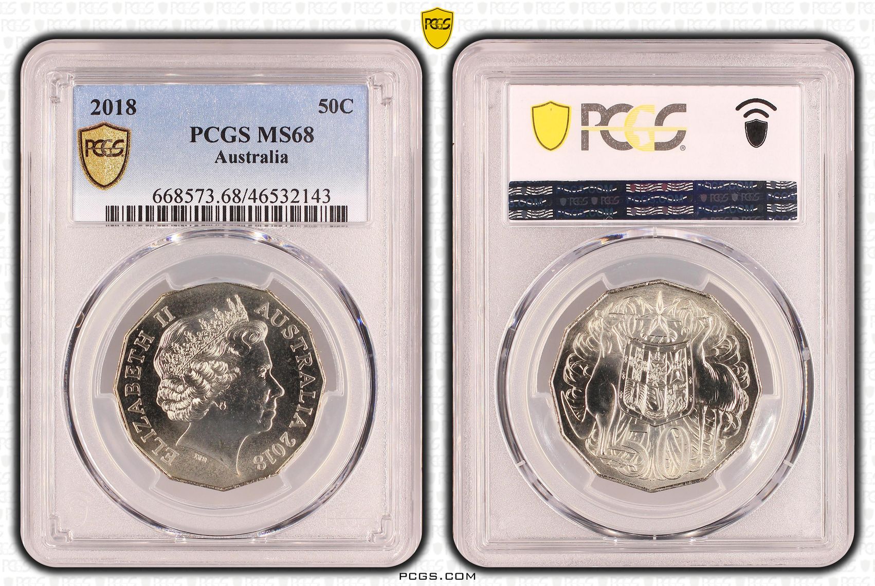 Elizabeth II, POP 4/0, Fifty Cent, 2018, PCGS MS 68