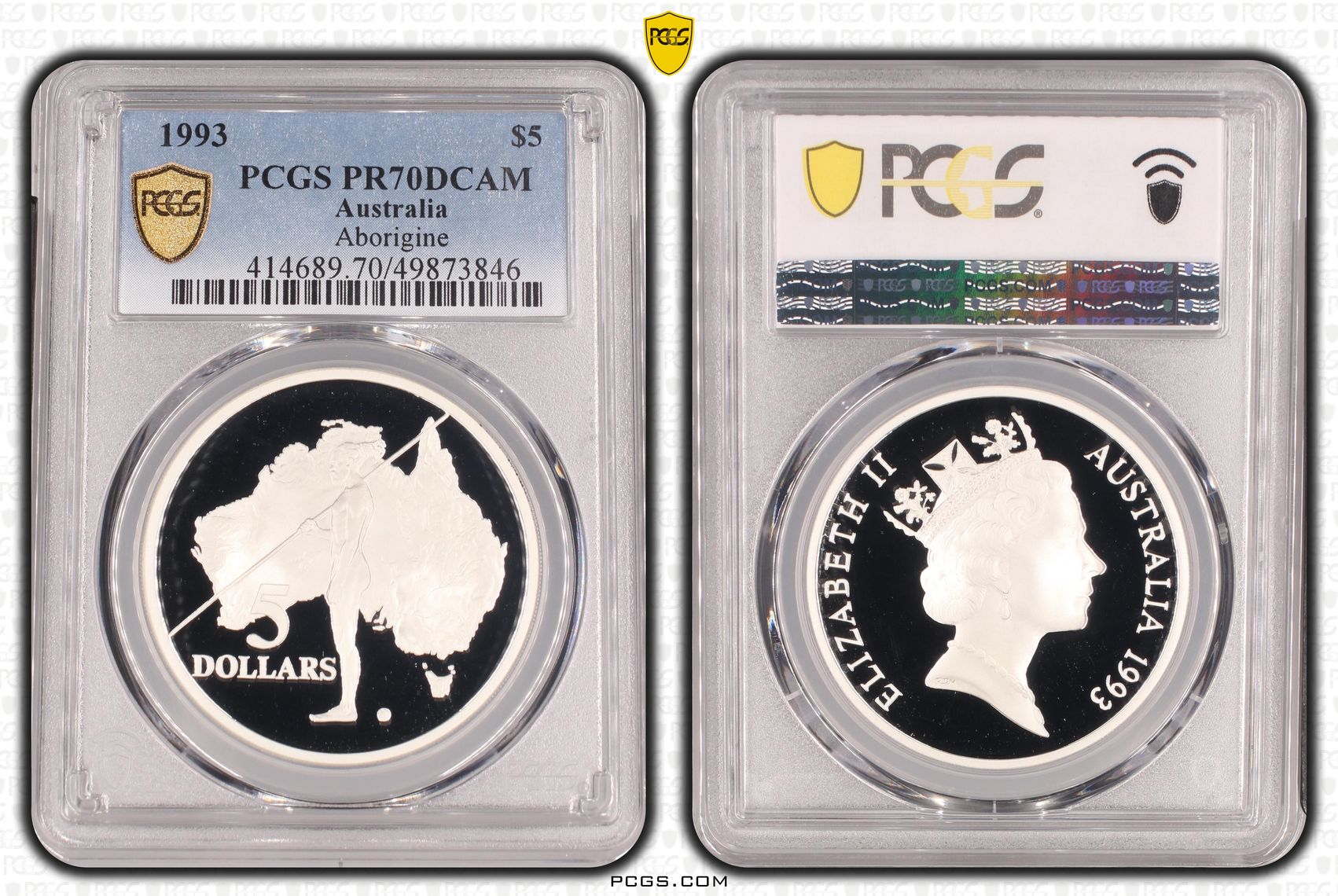 Aborigine POP 17/0, Five Dollar, 1993, PCGS PR70DCAM