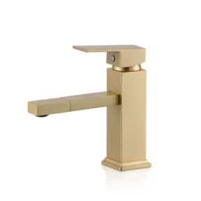 Trendy Taps Bathroom Premium Deck Mounted Gold Brushed Short Basin Mixer |