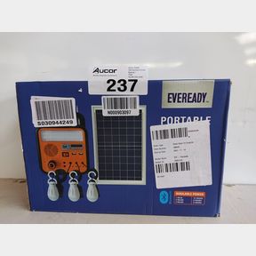 EVEREADY PORTABLE POWER UNIT WITH SOLAR PANEL AND LED LIGHTS -