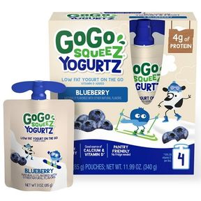 3 OZ GOGO SQUEEZ YOGURTZ BLUEBERRY AND BERRY SNACK POUCHES, 3 OZ, 6 PACK