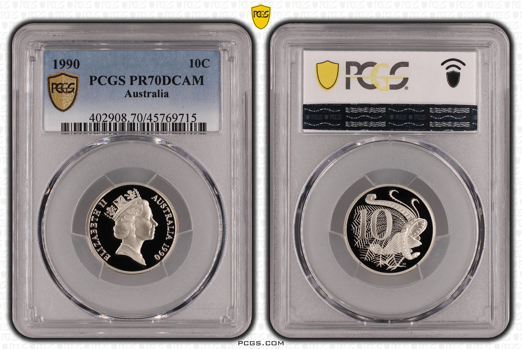 Elizabeth II, Ten Cent, 1990, PCGS PR70DCAM