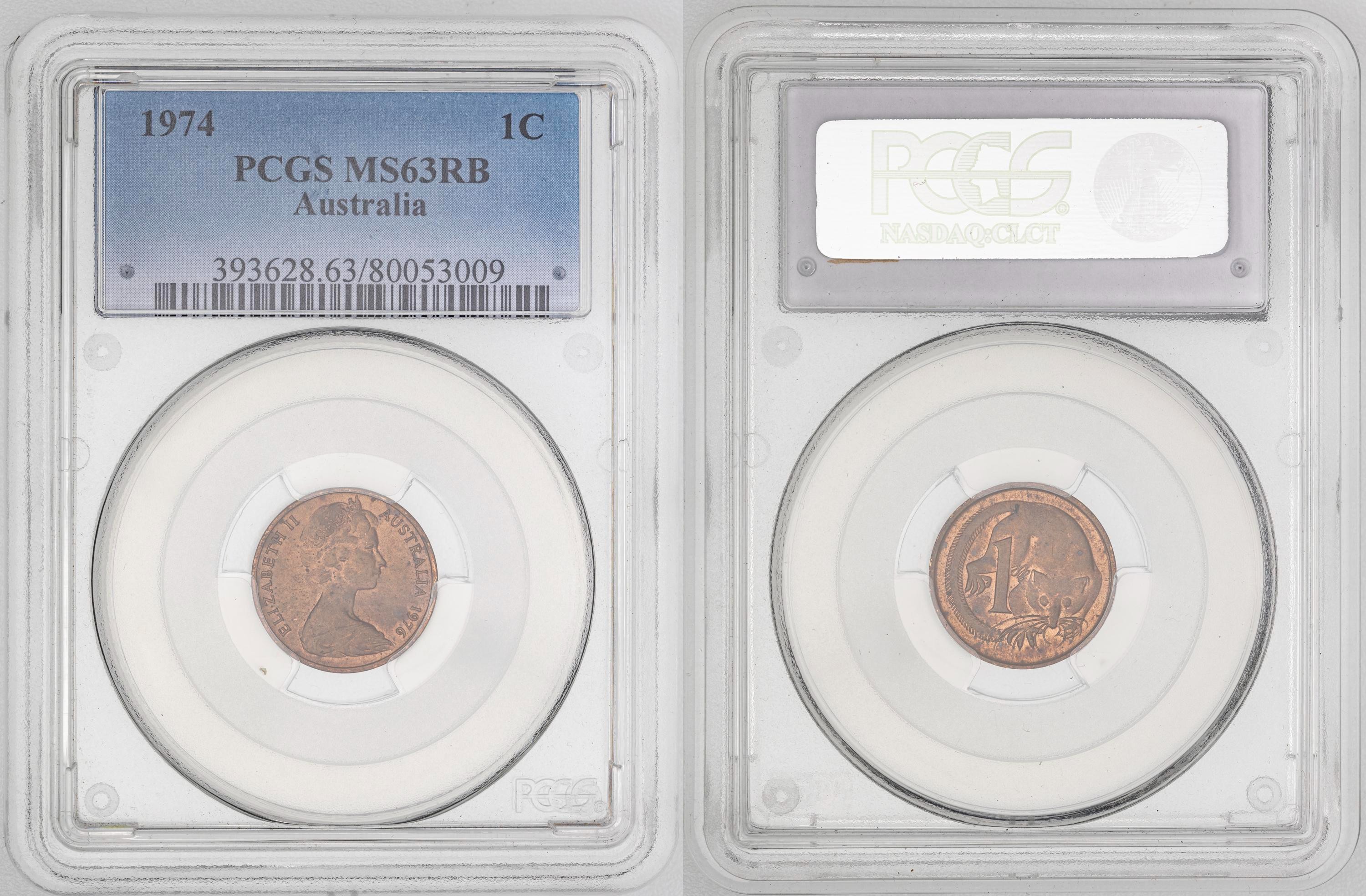 Elizabeth II, KM-62 , One Cent, 1974, PCGS MS63RB