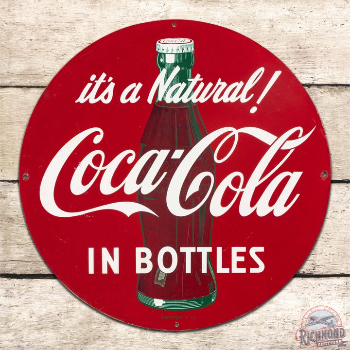 1954 Coca-Cola in Bottles "It's A Natural" 16" Single Sided Tin Sign
