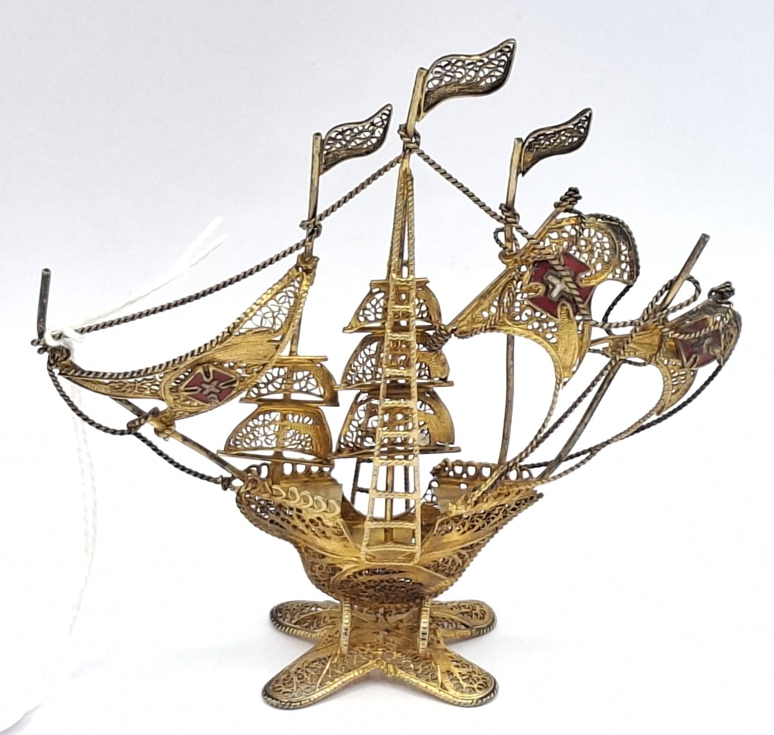 Silver Gilt Filigree Sailboat Minatare