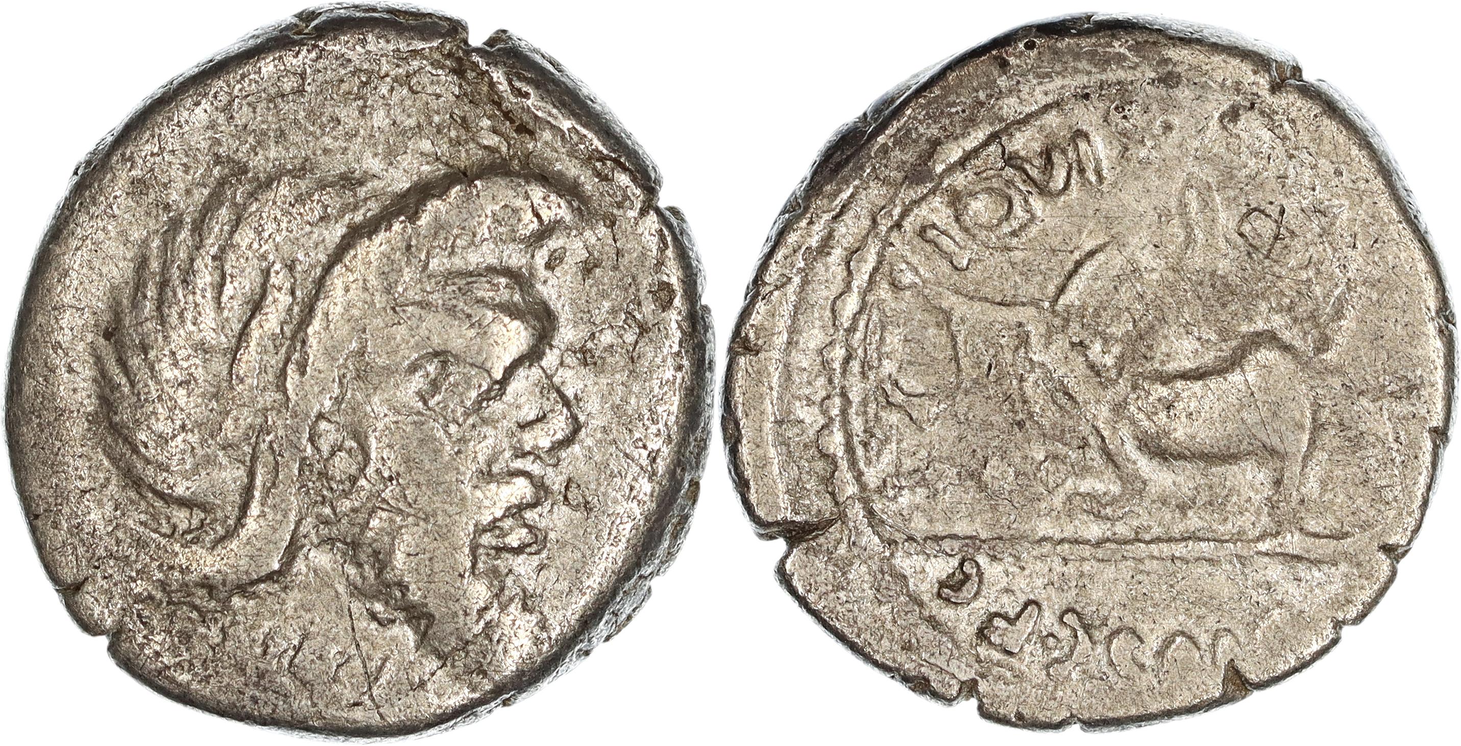 Roman Republic, Imperatorial Period, C. Vibius C.f. C.n. Pansa Caetronianus, Silver Denarius, 48 BC, gF