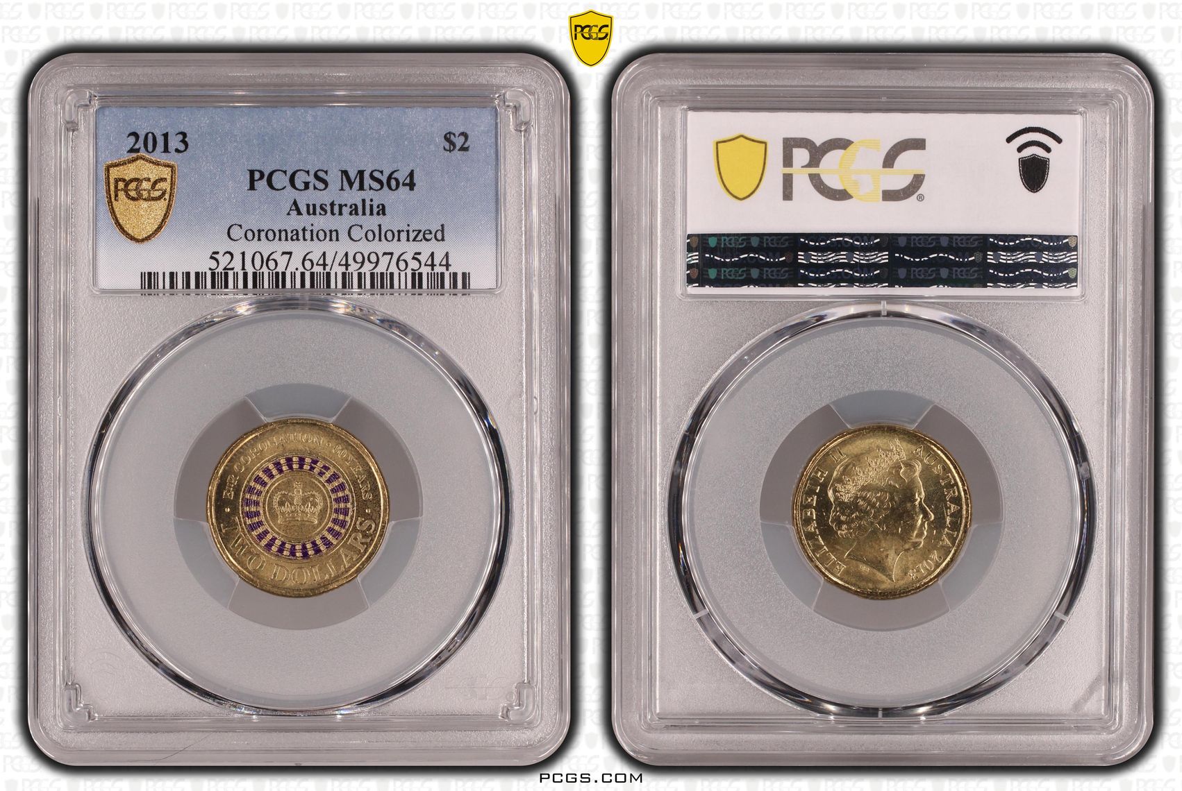 406 · Coronation Colourised, Two Dollar, 2013, PCGS MS64
