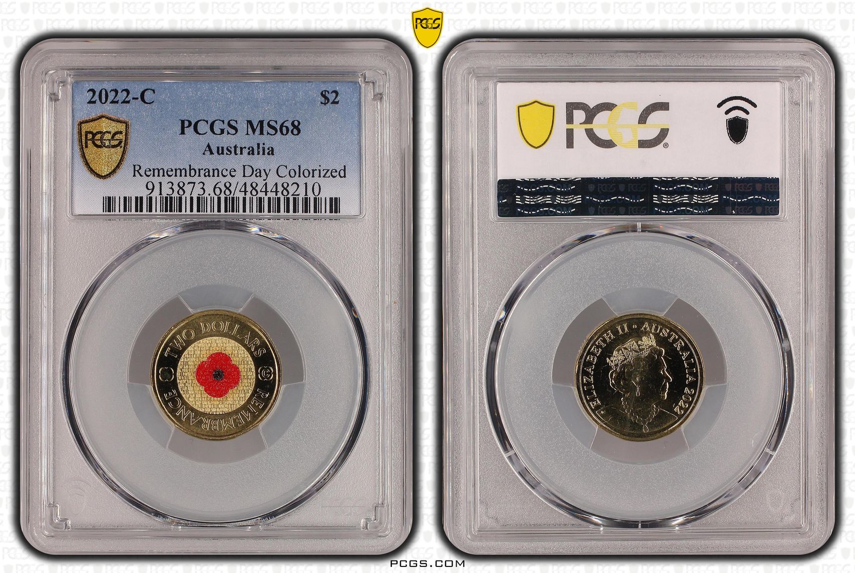 Elizabeth II, Remembrance Day Colorized, Two Dollar, 2022-C, PCGS MS68