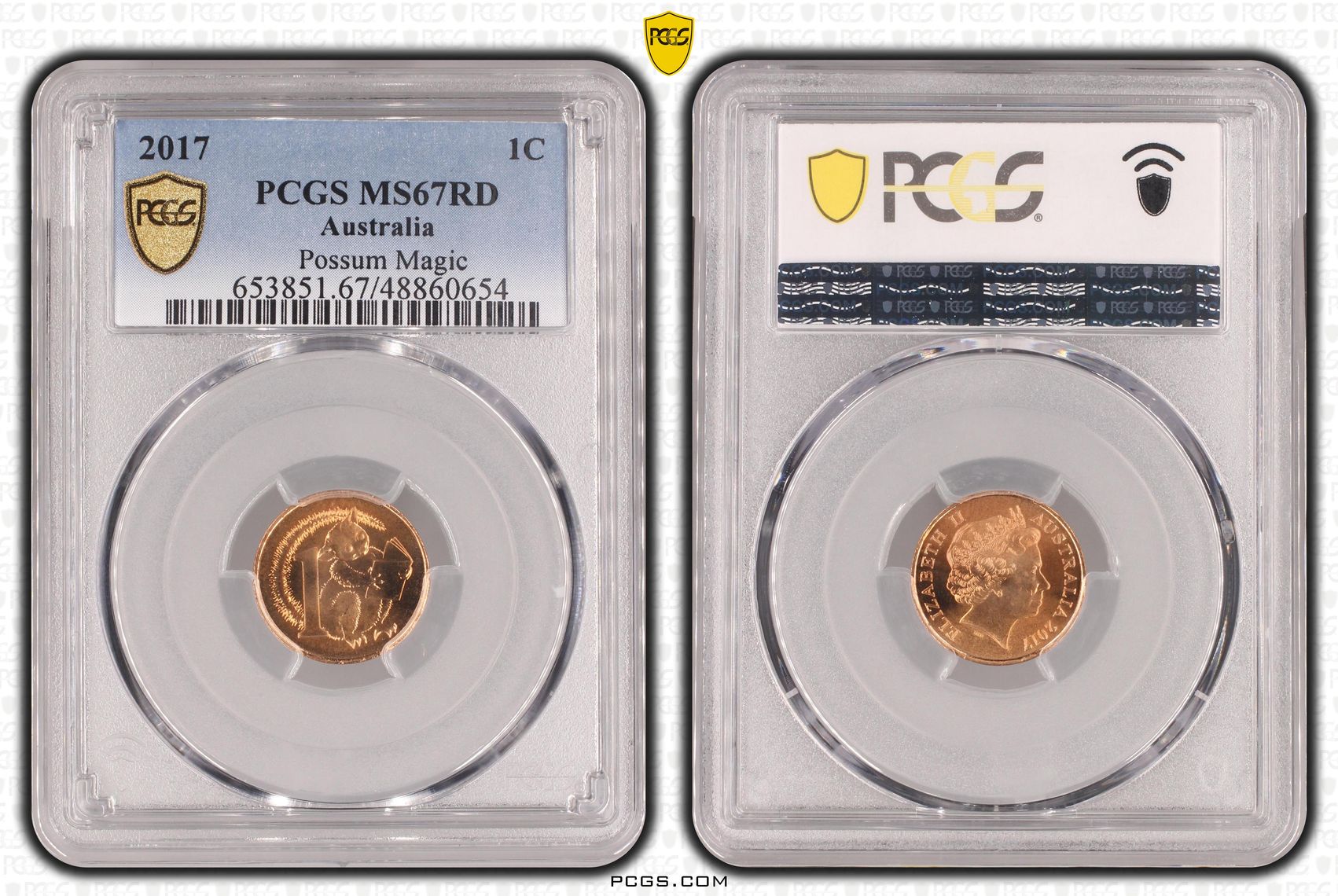 Elizabeth II, Possum Magic , One Cent, 2017, PCGS MS67RD