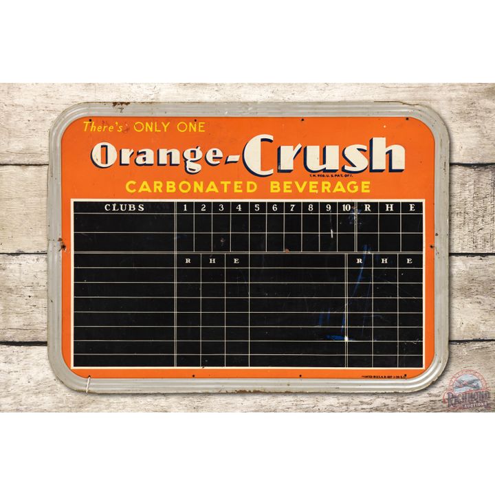 1939 Orange-Crush Score Board Metal Sign TAC 7