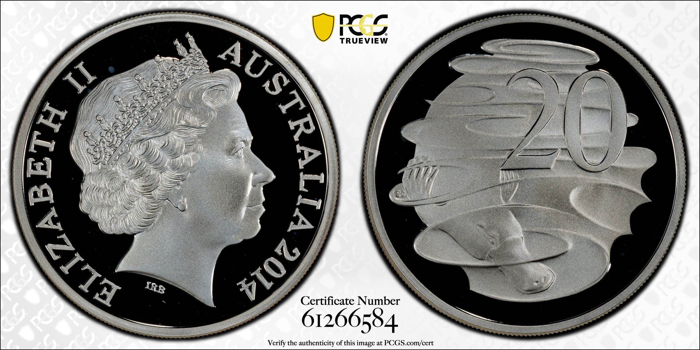 Silver, Twenty Cent, 2014, PCGS PR69DCAM
