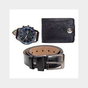 Watch Wallet Belt set - Black - PU/PVC -(Battery Not Included For The Watch)-|- 51745/12811 SN B2 (S7)
