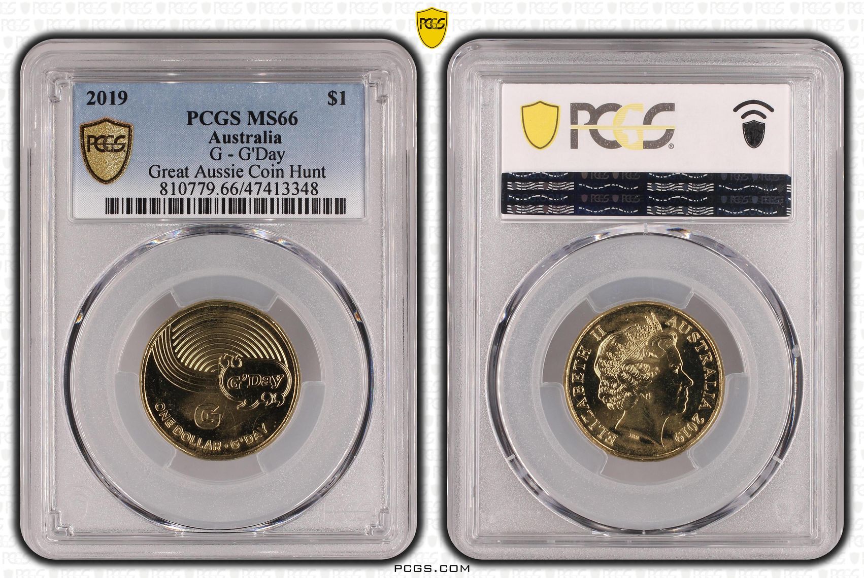 Elizabeth II, G - G'Day Great Aussie Coin Hunt, One Dollar, 2019, PCGS MS 66