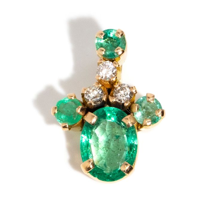 Emerald & Diamond 14 Carat Gold Pendant,