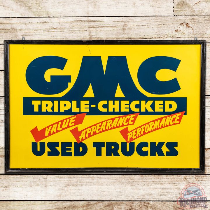 GMC Triple-Checked Used Trucks Wood Framed SST Sign