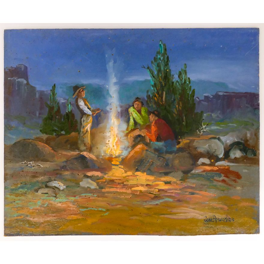 Gene Amondson ''Tall Tales at Night'' Oil on Masonite 16''x20'' - Some damage
