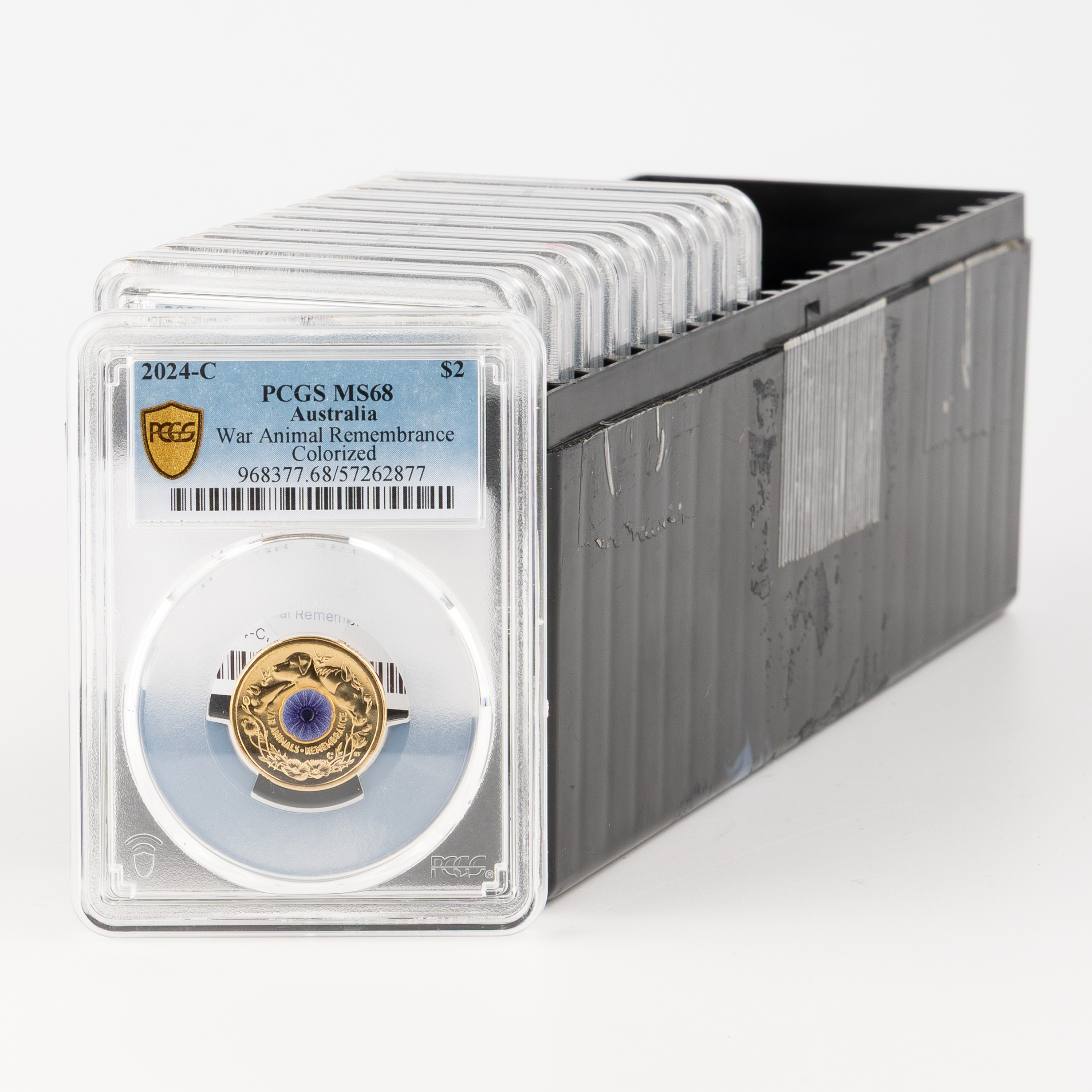 10x War Animal Remembrance Colourised, Two Dollar, 2024-C, PCGS MS68