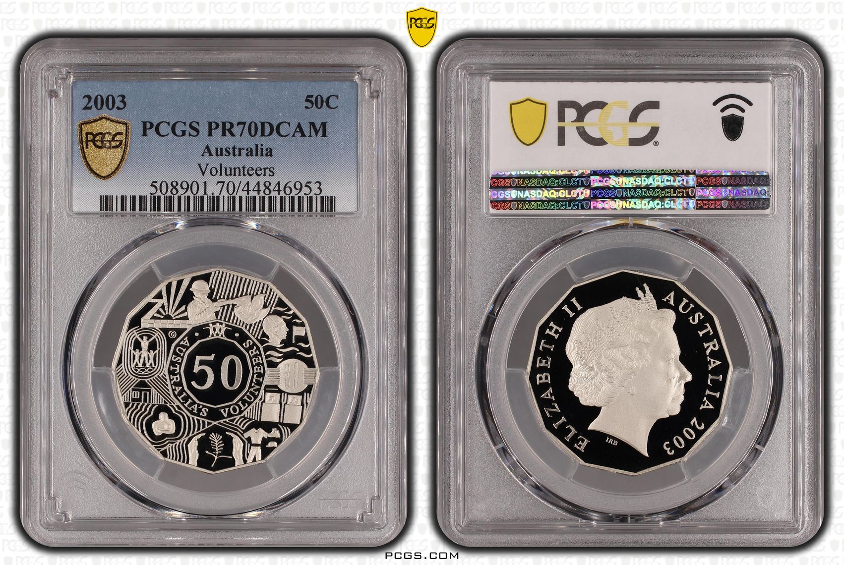 2003 Australia Fifty Cent, 50c Volunteers PCGS - PR70DCAM POP 27/0 -953