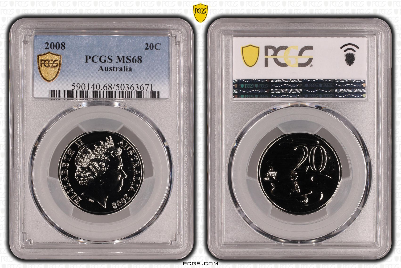 Twenty Cent, 2008, PCGS MS68