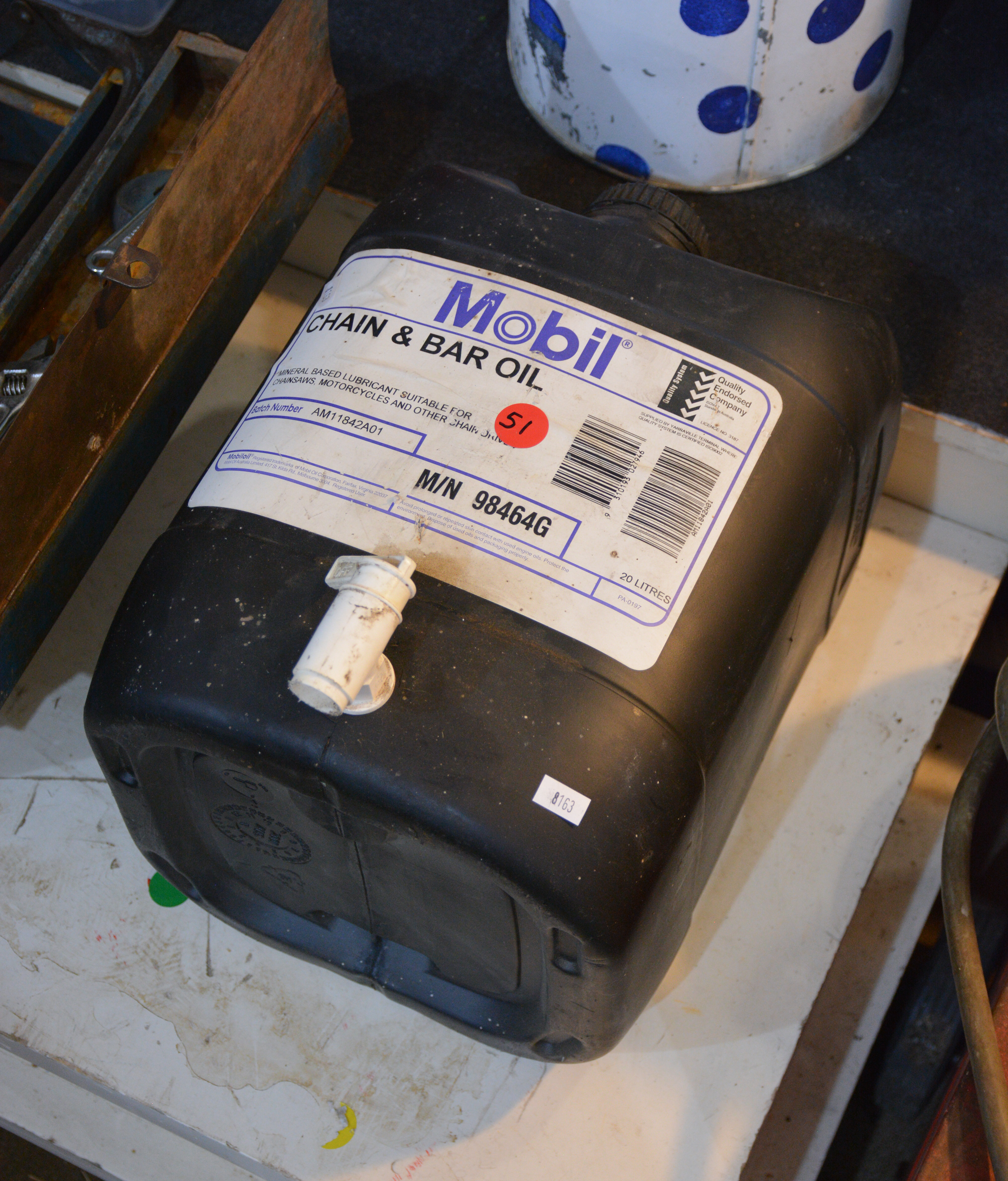 Approx 10L Mobil Chain and Bar Oil — sold at auction in New Zealand for $40