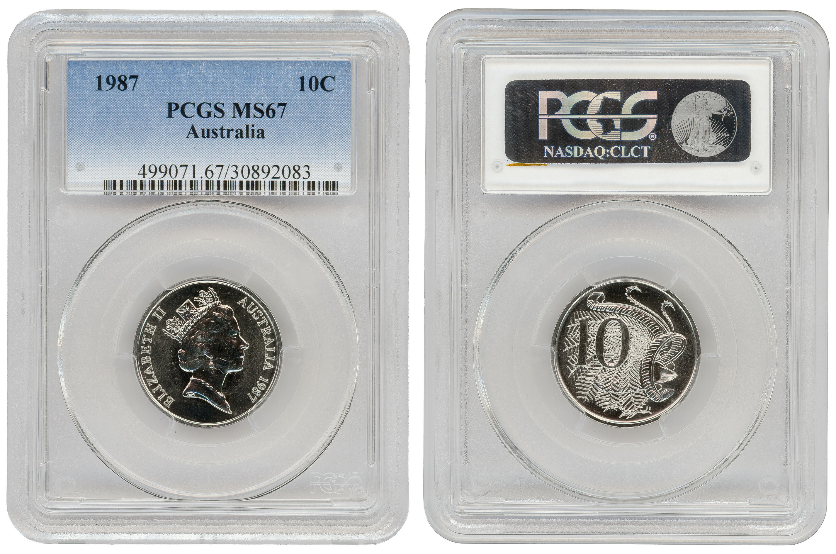Ten Cent, 1987, PCGS MS67