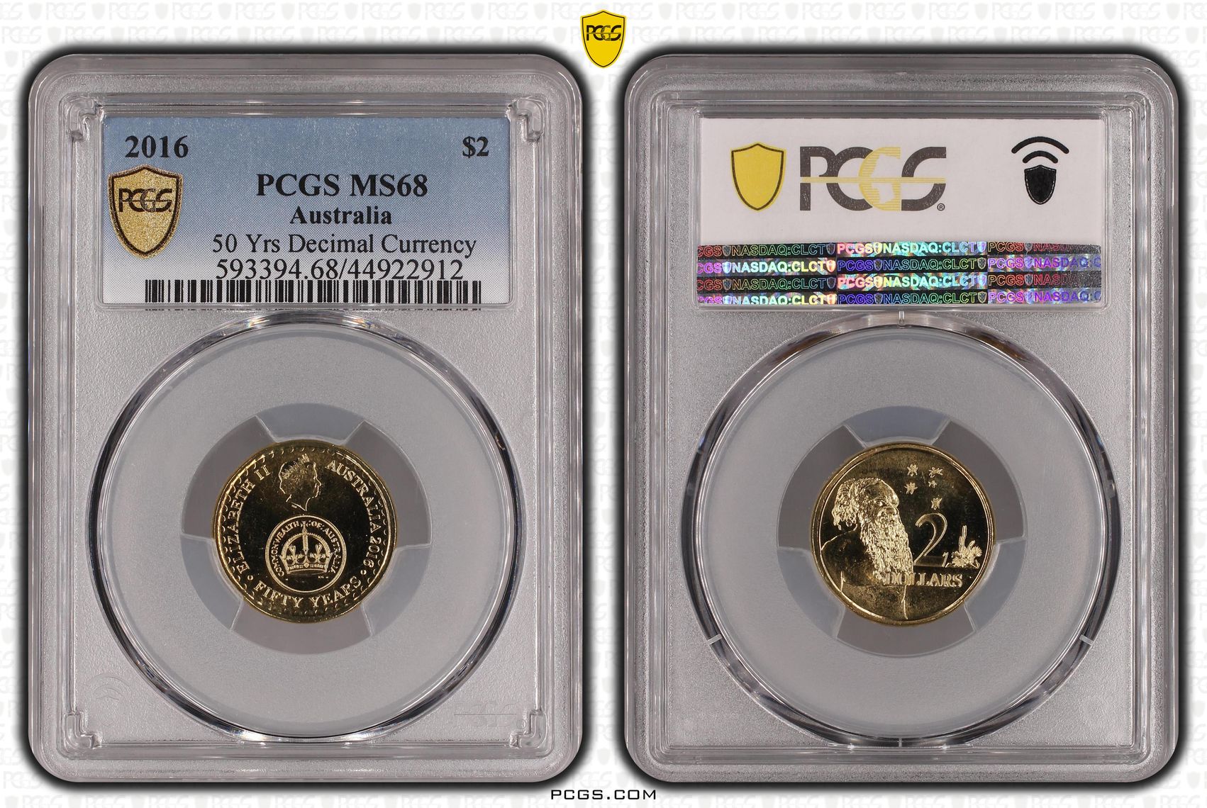 2016 Australia Two Dollar, $2 50 Yrs Decimal Currency PCGS - MS68 -912