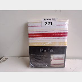 SHERATON WYATT DUVET COVER SET - WHITE / RED - KING XL -