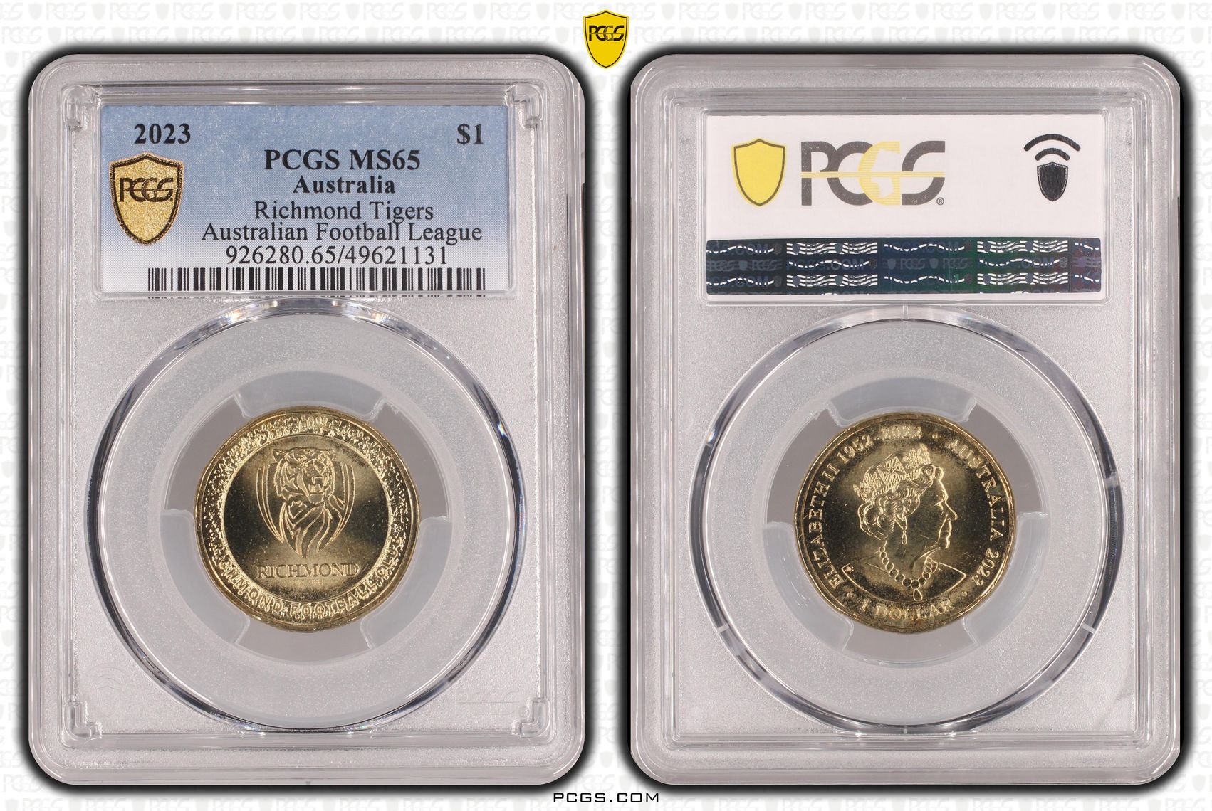 312 · AFL - Richmond Tigers , One Dollar, 2023, PCGS MS65