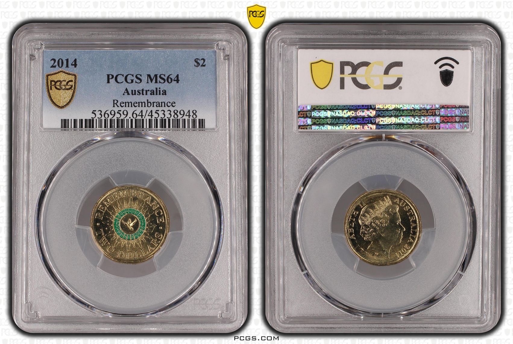 2014 Australia Two Dollar, $2 Remembrance PCGS - MS64 -948