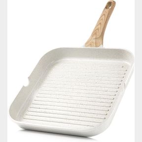 SENSARTE NONSTICK CERAMIC GRILL PAN FOR STOVE TOPS, VERSATILE SQUARE GRILLING PAN WITH POUR SPOUTS, DURABLE GRILL SKILLET FOR ALL