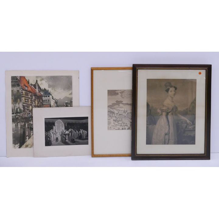 4pc Antique Engravings Framed and Loose- largest 2530''