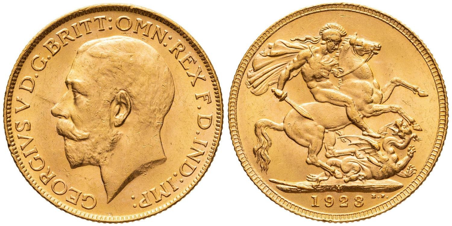 George V, St George Reverse, Sovereign, 1923-M, CHU