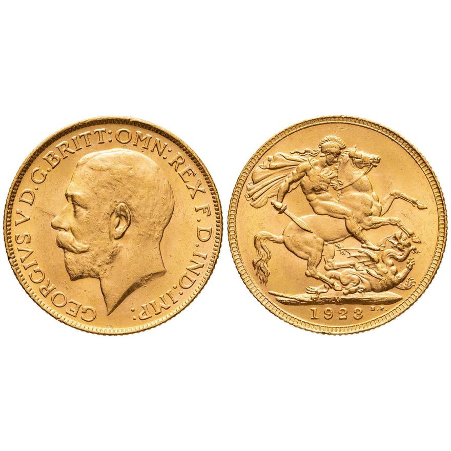 George V, St George Reverse, Sovereign, 1923-M,  CHU
