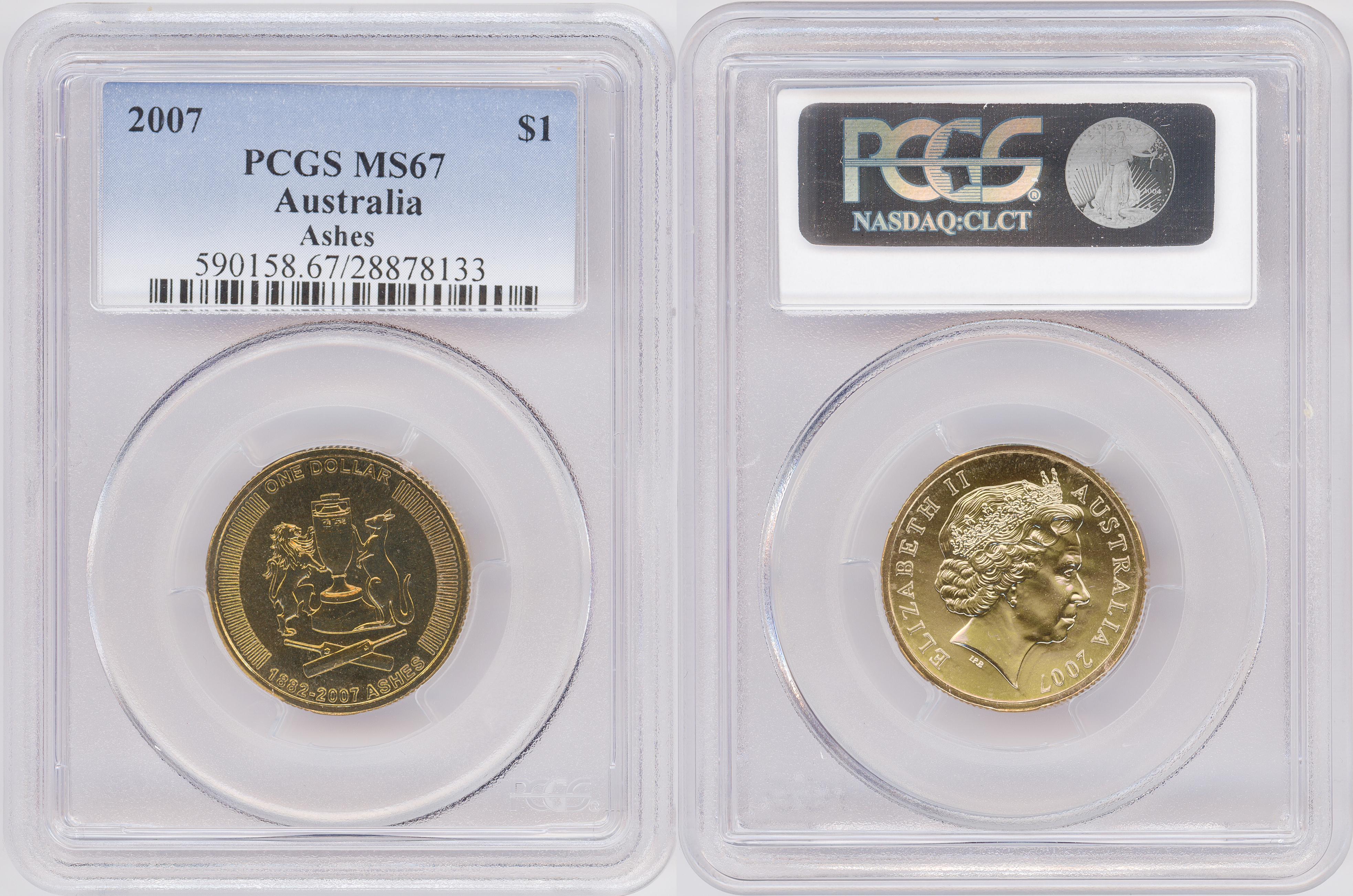 Ashes, One Dollar, 2007, PCGS MS67