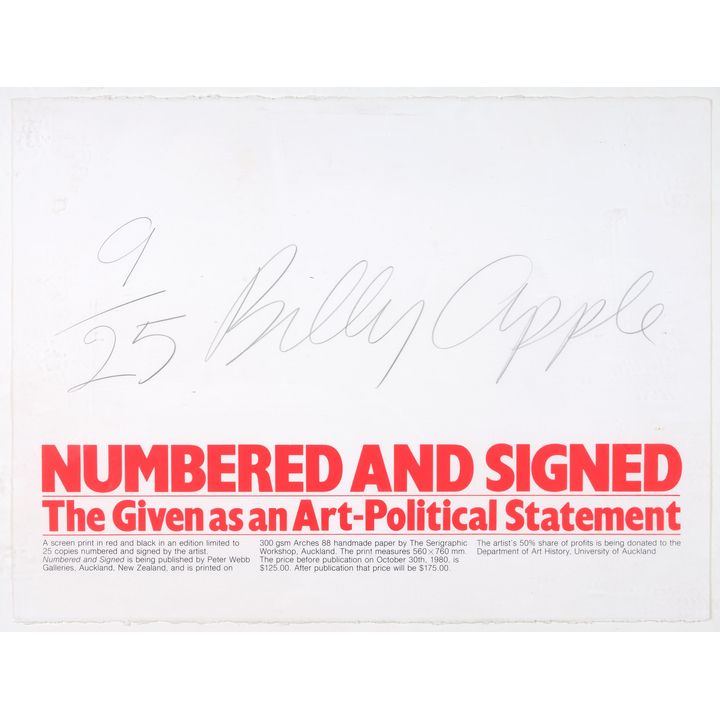 Billy Apple ‘Numbered and Signed’